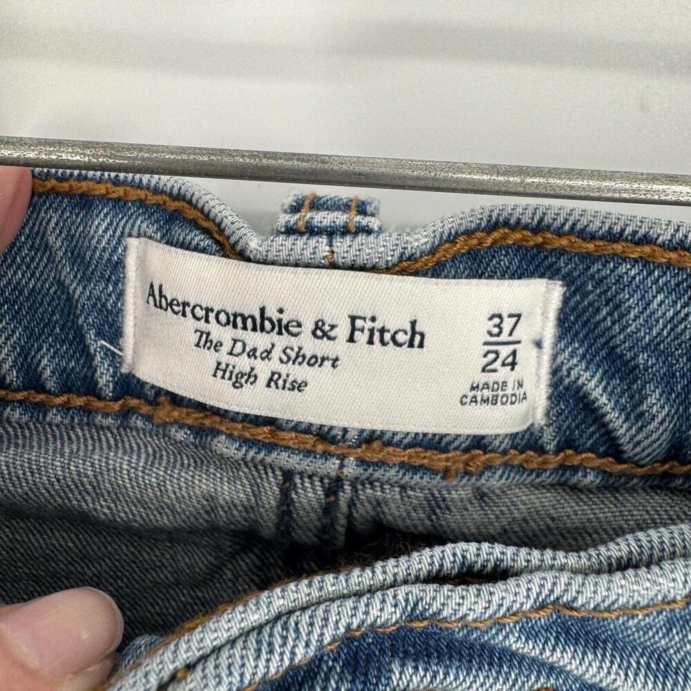 Abercrombie & Fitch Shorts Womens 37 24 blue high rise dad summer beach festival - Picture 2 of 6